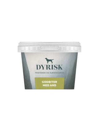 Hundinspiration Dyrisk hundgodis med anka i en praktisk plastförpackning för känsliga hundar.