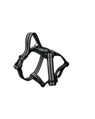 Hundinspiration Metizo Cozitem svart ergonomisk hundsele med reflexdetaljer och mjuk vaddering för bekväm promenad.
