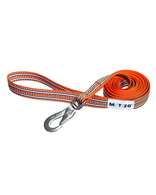 Hundinspiration Metizo koppel i orange med reflexdetaljer och gummitrådar för bra grepp, 3 meter långt.