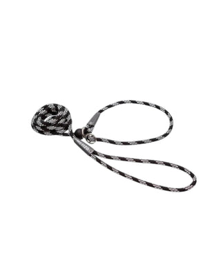 Hundinspiration Metizo retrieverkoppel i svart med reflextrådar, stopper och regler-ring för hundträning.