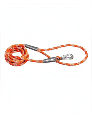 Hundinspiration Metizo rundsytt hundkoppel i orange med reflexdetaljer och 55mm hake, 3 meter långt.