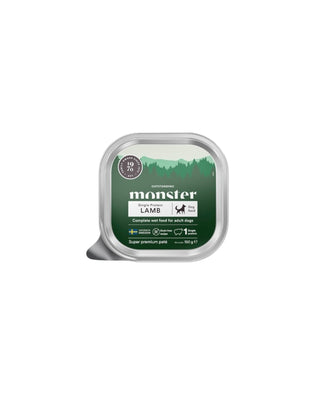 Hundinspiration Monster blötmat paté med lamm i en praktisk 150g förpackning för vuxna hundar.