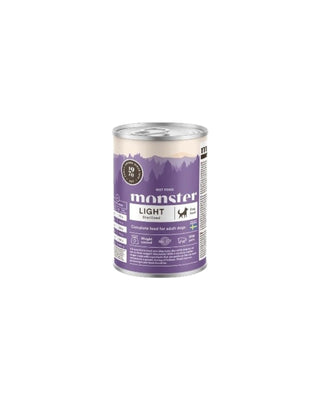Hundinspiration Monster Light Sterilized blötmat för hundar med smak av gris och kyckling i lila konservburk
