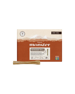Hundinspiration Monster renhudstugg i storlek S, naturliga och handgjorda tuggben av 100 % svensk renhud i box.