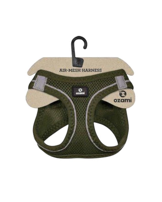 Hundinspiration Curli step-in hundsele i olivgrön air-mesh med reflexdetaljer och smidig knäppning