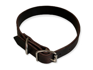 Alac läderhalsband mörkbrun